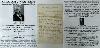 19th C.  Judge Jurist Vice Chancellor Jersey Newark Court Letter Signed 1879