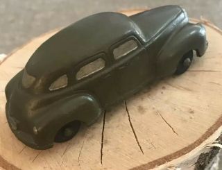 1940 Dodge,  4 - Door,  Dark Army Green Color Toy Car,  Sun Rubber Co. ,  Usa,  Art Deco