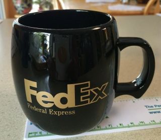 Coffee Tea Mug Black Gold Letters 2 Cup Federal Express Cup 16 Oz