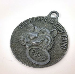 Vtg 60s Esso Numbered Keychain Metal Happy Motoring Key Club Tiger In Your Tank