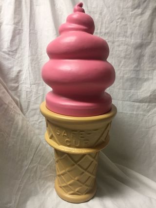 Blow Mold Plastic Giant 26 " Swirl Safe - T Ice Cream Cone Bank,  Strawberry