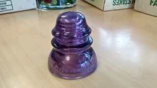 Vintage Purple Whitall Tatum Glass Insulator No.  1