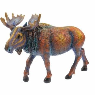 Multi Color Moose Statue Figurine 8 Inch