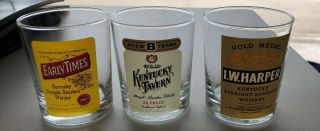 Vintage I.  W.  Harper,  Early Times,  Kentucky Whiskey Glass Tumbler Rocks Liquor (3)