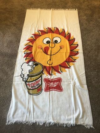 1970s Miller High Life Beer Can Beach Towel Terry Cloth Champagne Of Beers