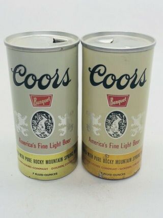 Coor’s Beer - - 7 Ounce Flat Top Beer Cans - 2 Different Cans - Golden,  Colorado