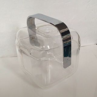 Modernist Italian Guzzini Lucite Ice Bucket Liner Tongs Italy By Ambrogio Pozzi