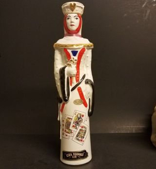 1969 Queen Of Hearts Game Luck Symbol Playing Cards Ezra Brooks Whiskey Decanter