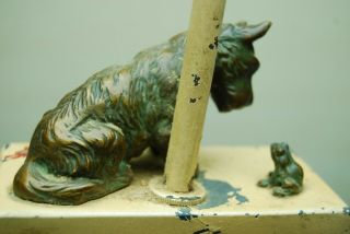 Antique Scotty Dog & Frog Bronze overlay Figures Lamp Base Salvaged Light parts 2
