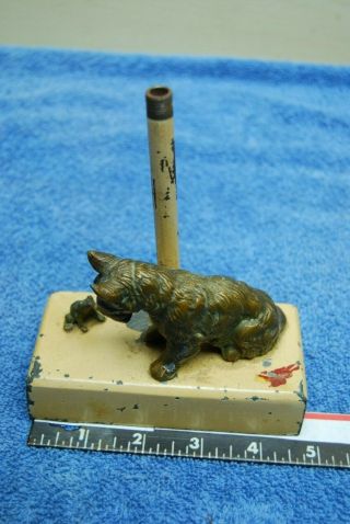 Antique Scotty Dog & Frog Bronze overlay Figures Lamp Base Salvaged Light parts 6
