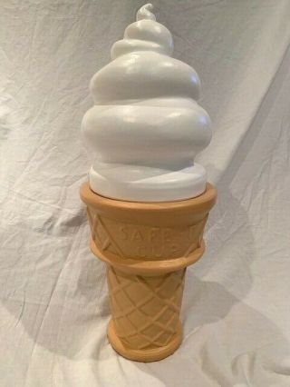 Blow Mold Plastic Giant 26 " Swirl Safe - T Ice Cream Cone Bank Display Vanilla