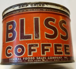 Vintage Bliss Coffee 1 Lb Can Coffee Tin Can