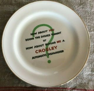 Advertising " Crosley Automatic Dishwasher " Ceramic Plate Premium (giveaway)