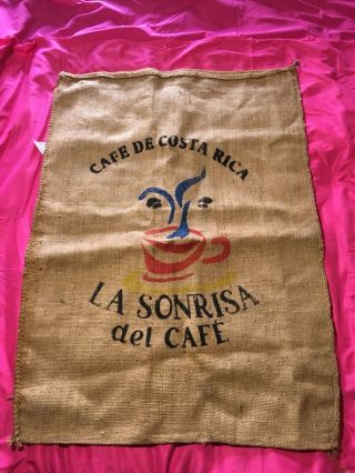 Unique La Sonrisa Del Cafe Burlap Coffee Bag/sack Face W/optical Illusion