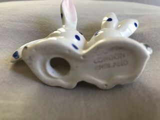 Vintage Plichta London England Kissing Rabbits Porcelain Figurine Blue Dots Old 3