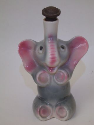 Vintage Gray & Pink Elephant Figural Laundry Sprinkler Bottle