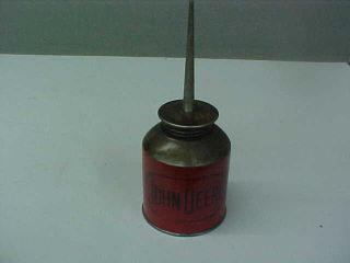 Vintage Red John Deere Thumb Push Oil Can W/spout (& Sharp Printing)