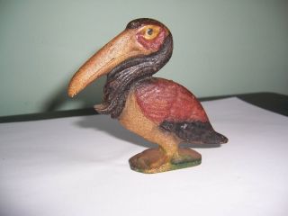 Vintage Antique Figural Cast Iron Paint Pelican Bottle Opener