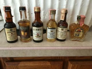 6 Vintage Miniature Liquor Bottles