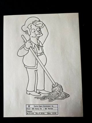 The Simpsons Apu Hand Drawn & Inked Simpson Model Sheet 9x11