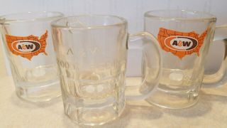 3 Aw Glass Mug A&w - Vintage Collectible Root Beer