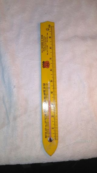 Frank Philllips 66 Wood Thermometer & Ruler Burgess & Sons Hale Center Texas