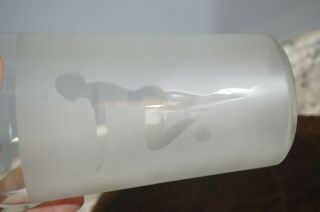 Rare Art Deco Nude Lady Silhouette Glass Cocktail Martini Shaker Bar Ware 2