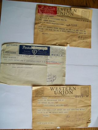 3 - Vintage Western Union Telegrams 1946,  1947 And 1950