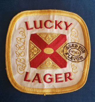 Vintage Large Lucky Lager 7 " Beer Patch - " Aged For Flavor " Ex Cond