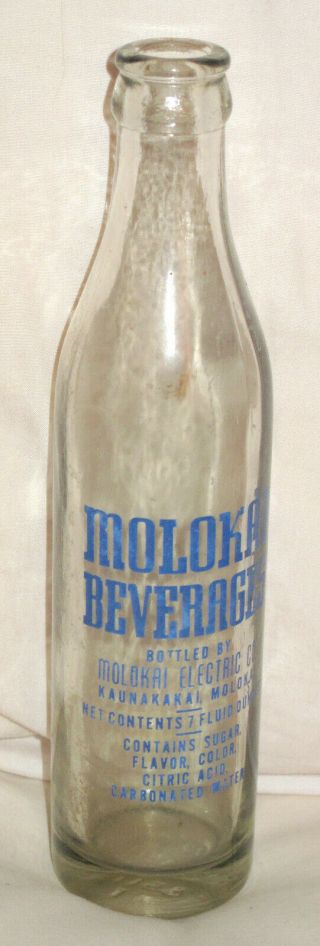 Rare Molokai Beverages Acl 7 Oz Bottle Hawaiian Soda Bottle 7 Days Only