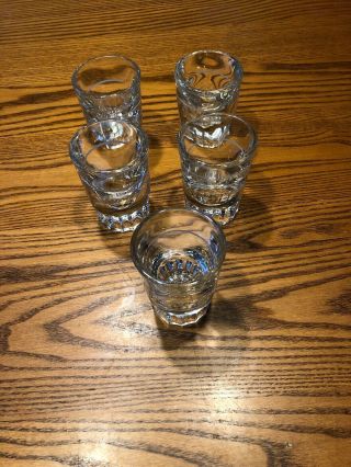 Vintage Libbey Clear Double Shot Glass 1 Oz Heavy Bottom Bar Tavern Set Of 5