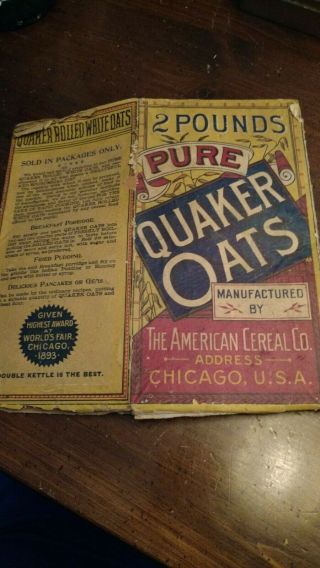Vintage Quaker Oats Box 1890 
