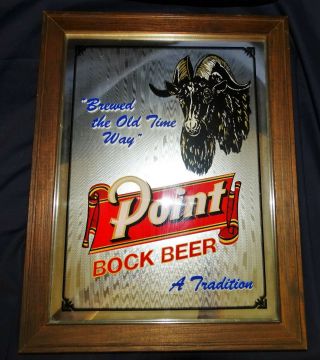 Point Bock Beer.  Wood Framed Mirror Sign - Bar Sign 10 7/8 " X 10.  75 " Man Cave