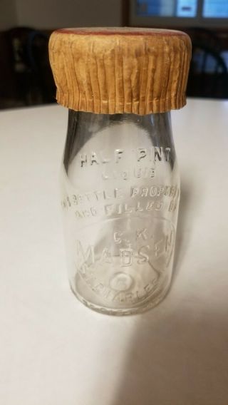 Half Pint Milk Bottle C.  K.  Madsen St.  Charles Illinois