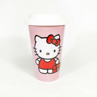 Hello Kitty Insulated Mug With Silicone Lid Sanrio Cup Tumbler Glass Pink