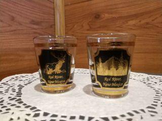2 " Red River,  Mexico " Culver© Shot Glasses Made In The Usa W/22 K Gold