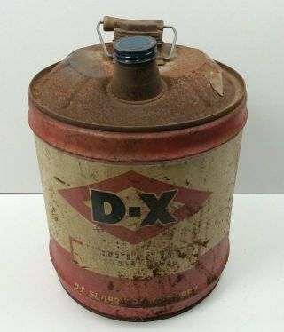 Vintage Rusty D - X 5 Gallon Fuel Oil Can W/wood Handle