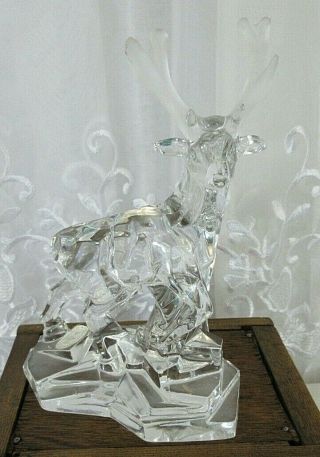 Crystal Clear 24 Lead Crystal Deer Buck Figurine Italy Statue Hunting Stag Euc