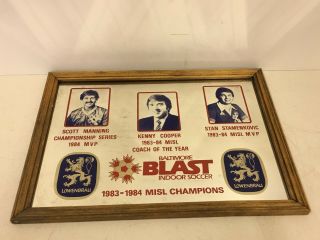 Vintage Baltimore Blast Lowenbrau Beer Mirror Sign 1983 - 1984 Maryland Soccer