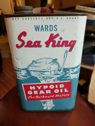 Vintage Wards Sea King Outboard Quart Oil Can Hypoid Gear Oil Full Us Army Spec