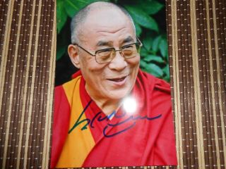 His Holiness,  The Dalai Lama,  Hand Signed Photo 6 X 4