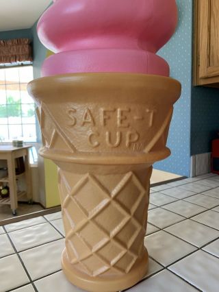 Safe - T Cup Pink Swirl Ice Cream Cone Light,  Plastic Blow Mold 26” 3