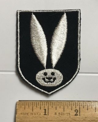 Black White Bunny Rabbit Tall Ears Souvenir Embroidered Patch Badge