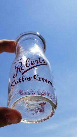 Roberts Coffee Cream Half Pint Milk Dairt Cow Farm Glass Vintage Red Paint