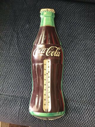 Vintage Robertson Coca Cola Bottle Metal Advertising Thermometer Sign 16 " Coke