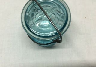 Vintage BALL 1/2 Pint Jar Ideal Blue Aqua w/ Wire Bale 2 Canning 2