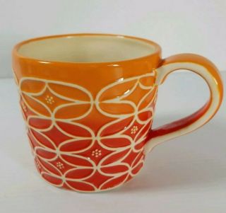 Starbucks Orange Ombre Collectors 14 Oz Hand Painted Coffee Tea Mug Cup 2009