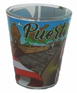 2oz Shot Glass With Puerto Rico Places - Crystal Souvenirs Rican Boricua