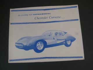 Rare Corvette Ss 1957 Experimental Car 8 1/2 X 11 Inch 4 Page Brochure