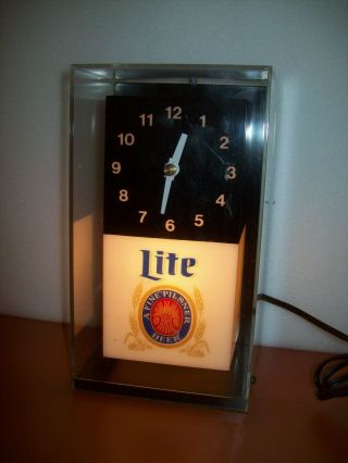 Vintage Miller Lite Beer Lighted Clock 9  X 5
